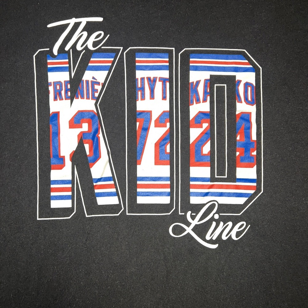 New York‎ Rangers Kid Line T Shirt Men's Sz L Black Lafreniere Chytil Kakko Tee - Picture 2 of 6